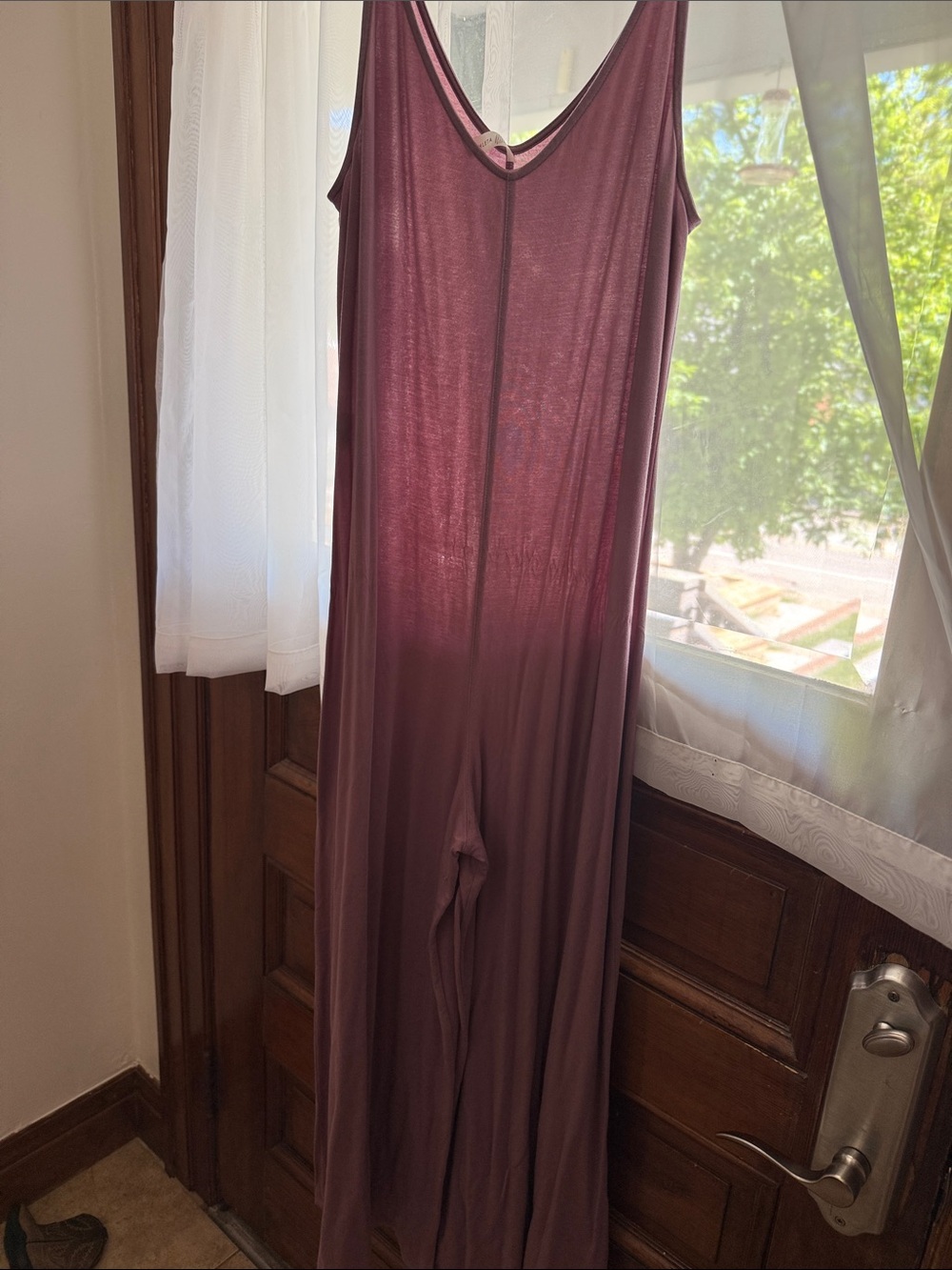 Athleta Sleeveless V-Neck Wide-Leg Jumpsuit in Plum